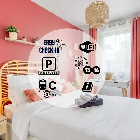 Apartment 39m2 - Free Parking - Rer C - Metro 13-14 - Ascenseur - Easy Check In - *
